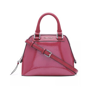 Calvin Klein Astatine Patent Mini Satchel Burgundy
